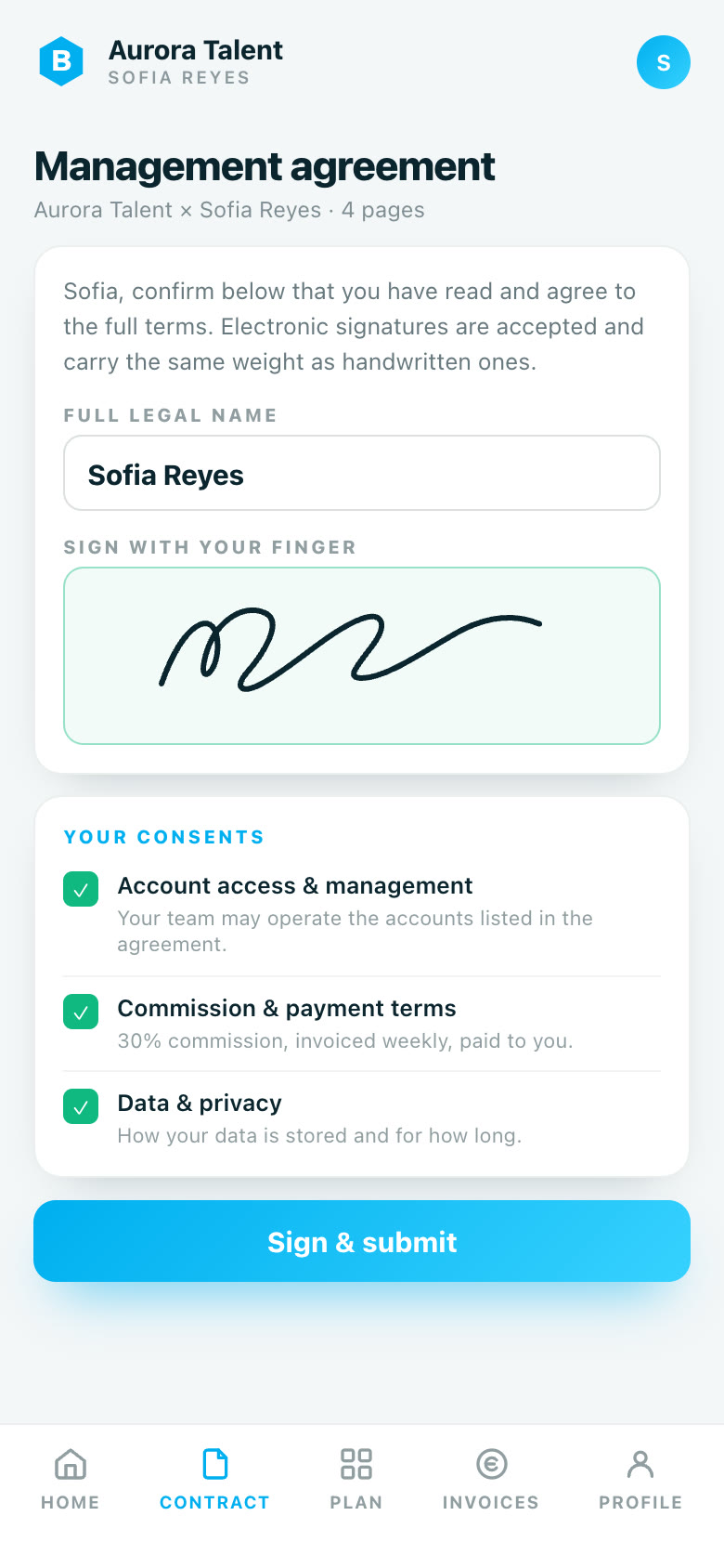 E-sign contracts